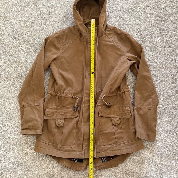 Vintage Faded Glory Hooded Utility Jacket with Drawstring Waist Aztec Lining S - Picture 9 of 11